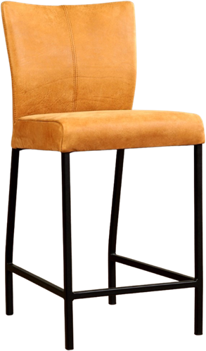 Leren barkruk Revolt laag - Kenia Leer Cognac - Zwart