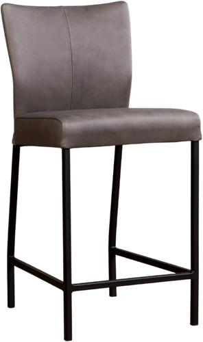 Leren barkruk Revolt laag - Rancho Leer Steel - Zwart