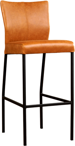 Leren barkruk Revolt hoog - Vintage Leer Cognac - Zwart