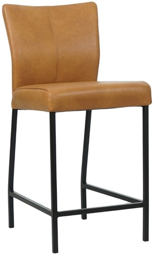 Leren barkruk Revolt laag - Granada Amber (cognac) - Kleur poot, zwart