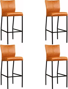 SHOPX HUISCOLLECTIE Set van 4 Leren barstoel Revolt hoog - Echt leer, Modern, Comfortabel en kies uit meer dan 150+ kleuren - Ontdek de Vele Leersoorten en Kleuren bij ShopX