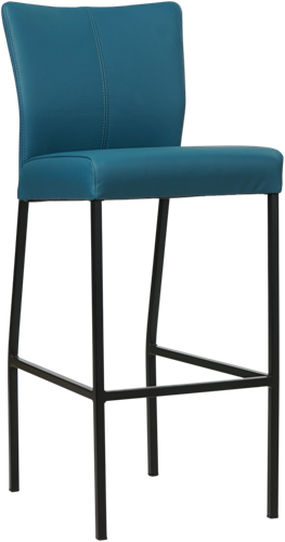 Leren barkruk Revolt hoog - Toledo Leer Turquoise - Zwart
