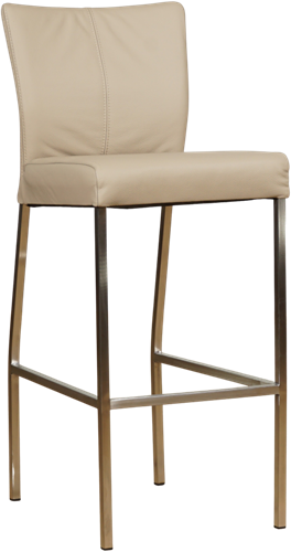 Leren barkruk Revolt hoog - Toledo Leer Mastic - RVS