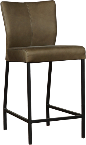 Leren barkruk Revolt laag - Rancho Leer Green - Zwart