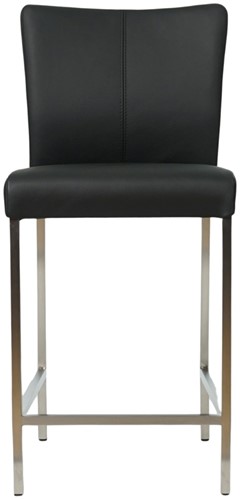 Leren barkruk Revolt laag - Toledo Leer Nero - RVS-2