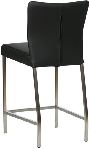 Leren barkruk Revolt laag - Toledo Leer Nero - RVS-3