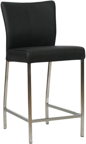 Leren barkruk Revolt laag - Toledo Leer Nero - RVS