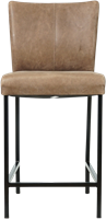 Leren barkruk Revolt laag - Vintage Leer Brown - Zwart-2