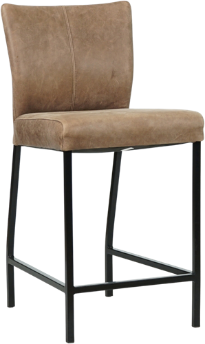 Leren barkruk Revolt laag - Vintage Leer Brown - Zwart