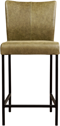 Leren barkruk Revolt laag - Vintage Leer Olive - Zwart-2