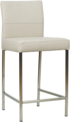 Leren barkruk Bright laag - Toledo Misty (crème) - Kleur poot, RVS