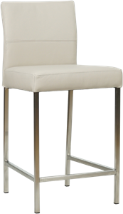 Crème leren moderne barkruk Bright - poot vierkant rvs - Toledo leer Misty (crème leer)