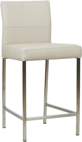 Leren barkruk Bright laag - Toledo Misty (crème) - Kleur poot, RVS