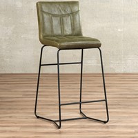 OUTLET Leren barstoel Right - Vintage Leer Olive