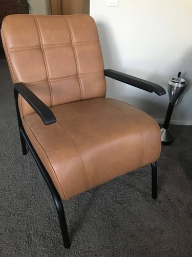 Leren fauteuil - cognac kleur leer