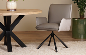 Leren draaibare eetkamerstoelen