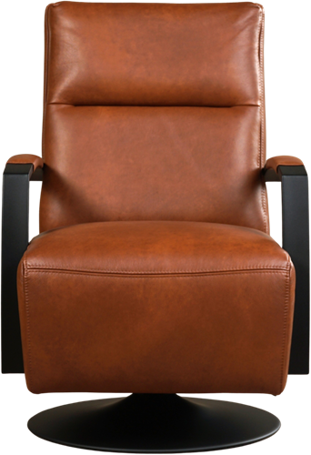 Leren industriële draaifauteuil hoge rugleuning Award - Granada leer Savannah - Frame zwart - Schotelvoet zwart-2
