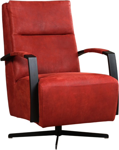 Leren industriële draaifauteuil hoge rugleuning Award - Kenia Leer Burgundy - Frame zwart - Stervoet zwart