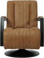 Leren industriële draaifauteuil Galaxy - Kenia Leer Brown - Frame zwart - Schotelvoet zwart-2