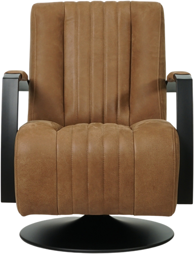Leren industriële draaifauteuil Galaxy - Kenia Leer Brown - Frame zwart - Schotelvoet zwart-2