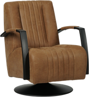 Leren industriële draaifauteuil Galaxy - Kenia Leer Brown - Frame zwart - Schotelvoet zwart