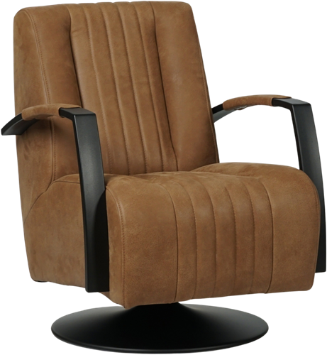 Leren industriële draaifauteuil Galaxy - Kenia Leer Brown - Frame zwart - Schotelvoet zwart