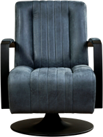 Leren industriële draaifauteuil Galaxy - Kenia Leer Denim - Frame zwart - Schotelvoet zwart-2