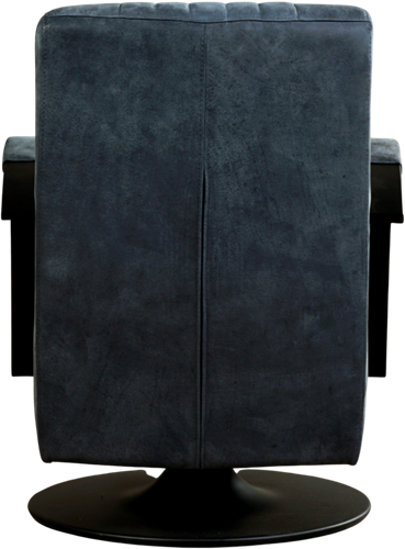 Leren industriële draaifauteuil Galaxy - Kenia Leer Denim - Frame zwart - Schotelvoet zwart-3