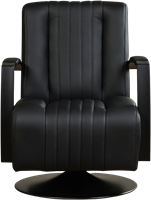 Leren industriële draaifauteuil Galaxy - Toledo Leer Nero - Frame zwart - Schotelvoet zwart-2