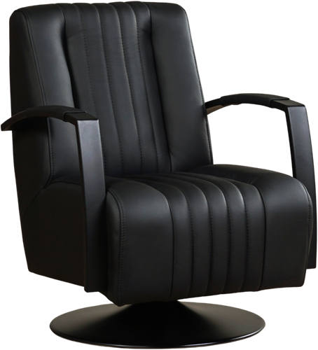 Leren industriële draaifauteuil Galaxy - Toledo Leer Nero - Frame zwart - Schotelvoet zwart