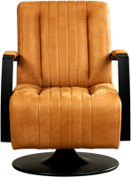 Leren industriële draaifauteuil Galaxy - Kenia Leer Cognac - Frame zwart - Schotelvoet zwart-2