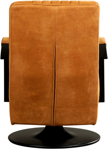 Leren industriële draaifauteuil Galaxy - Kenia Leer Cognac - Frame zwart - Schotelvoet zwart-3