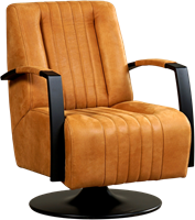 Leren industriële draaifauteuil Galaxy - Kenia Leer Cognac - Frame zwart - Schotelvoet zwart