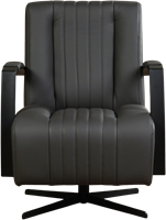 Leren industriële draaifauteuil Galaxy - Toledo Leer Antracite - Frame zwart - Stervoet zwart-2