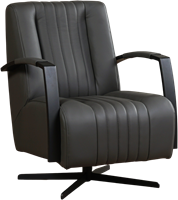 Leren industriële draaifauteuil Galaxy - Toledo Leer Antracite - Frame zwart - Stervoet zwart