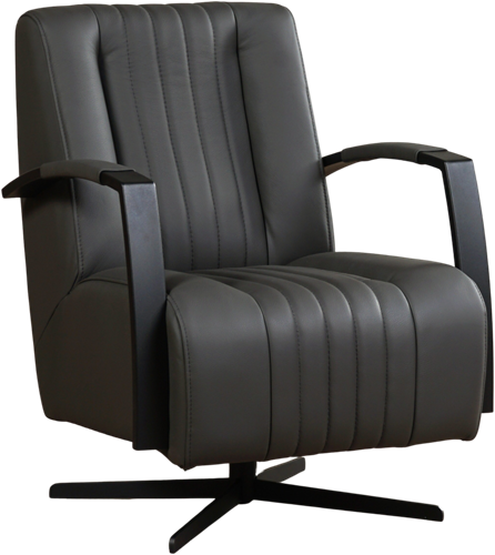 Leren industriële draaifauteuil Galaxy - Toledo Leer Antracite - Frame zwart - Stervoet zwart