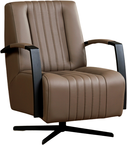 Leren industriële draaifauteuil Galaxy - Toledo Leer Lever - Frame zwart - Stervoet zwart