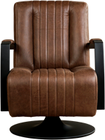 Leren industriële draaifauteuil Galaxy - Vintage Leer Brown - Frame zwart - Schotelvoet zwart-2