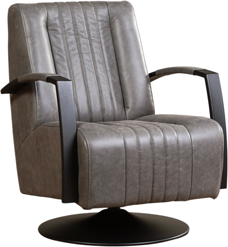 Leren industriële draaifauteuil Galaxy - Vintage Leer Grey - Frame zwart - Schotelvoet zwart