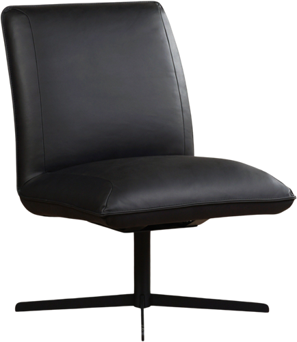 Zwarte leren industriële draaifauteuil Loyal - Rancho Leer Nero (zwart leer)