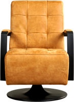 Leren industriële draaifauteuil Mind - Kenia Leer Cognac - Frame zwart - Schotelvoet zwart-2