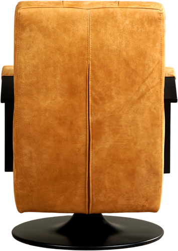 Leren industriële draaifauteuil Mind - Kenia Leer Cognac - Frame zwart - Schotelvoet zwart-3