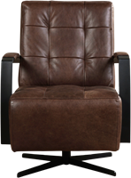 Leren industriële draaifauteuil Mind - Vintage Leer Brown - Frame zwart - Stervoet zwart-2
