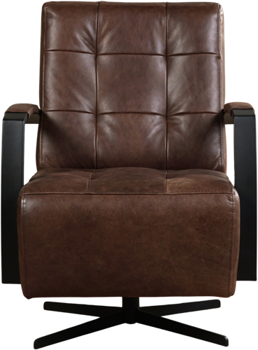 Leren industriële draaifauteuil Mind - Vintage Leer Brown - Frame zwart - Stervoet zwart-2