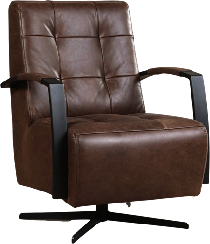 Leren industriële draaifauteuil Mind - Vintage Leer Brown - Frame zwart - Stervoet zwart