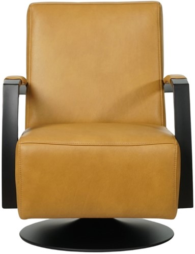 Leren industriële draaifauteuil Mood - Granada Amber (cognac) - Frame zwart - Schotelvoet zwart-2