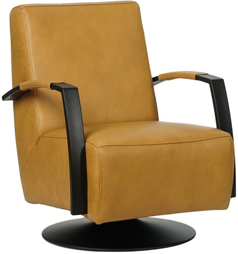 Leren industriële draaifauteuil Mood - Toledo Leer Avorio - Frame zwart - Stervoet zwart