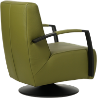 Leren industriële draaifauteuil Mood - Toledo Leer Apple Green - Frame zwart - Schotelvoet zwart-2