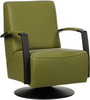 Leren industriële draaifauteuil Mood - Toledo Leer Apple Green - Frame zwart - Schotelvoet zwart