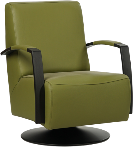 Leren industriële draaifauteuil Mood - Toledo Leer Apple Green - Frame zwart - Schotelvoet zwart
